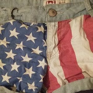 Lei, American flag Jean shorts